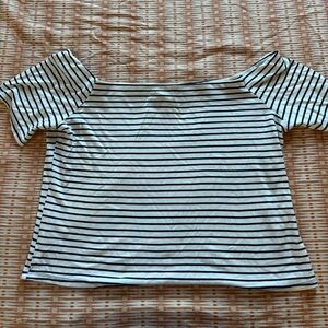 H&M Black and White Off-Shoulder Blouse